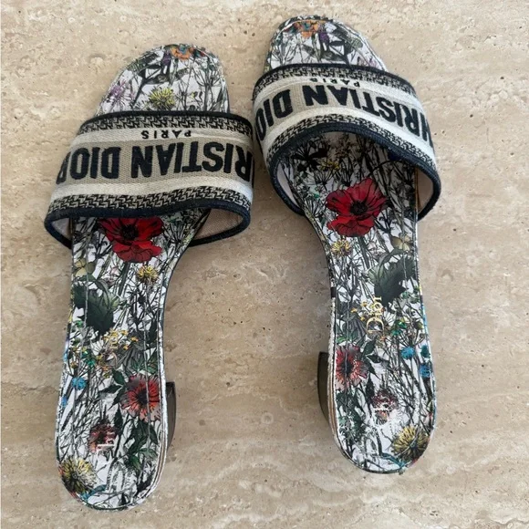 Dior Women's Floral Mules - Black and Multicolor - Picture 6 of 7